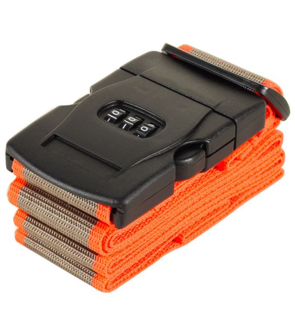 Bezpečnostní popruh na kufr s kódovým zámkem ROCK TA-0012 - šedá/oranžová - II. jakost